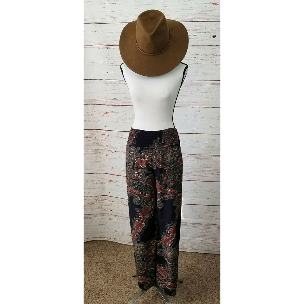 JOY HAN // high waist silky paisley wide leg pants - Picture 4 of 16